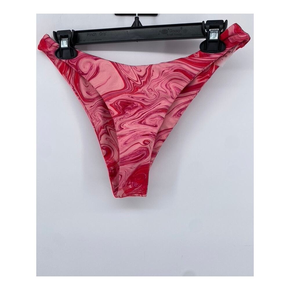 SHEIN Women's Pink Swirl Print Cheeky Swim Bottom SZ L